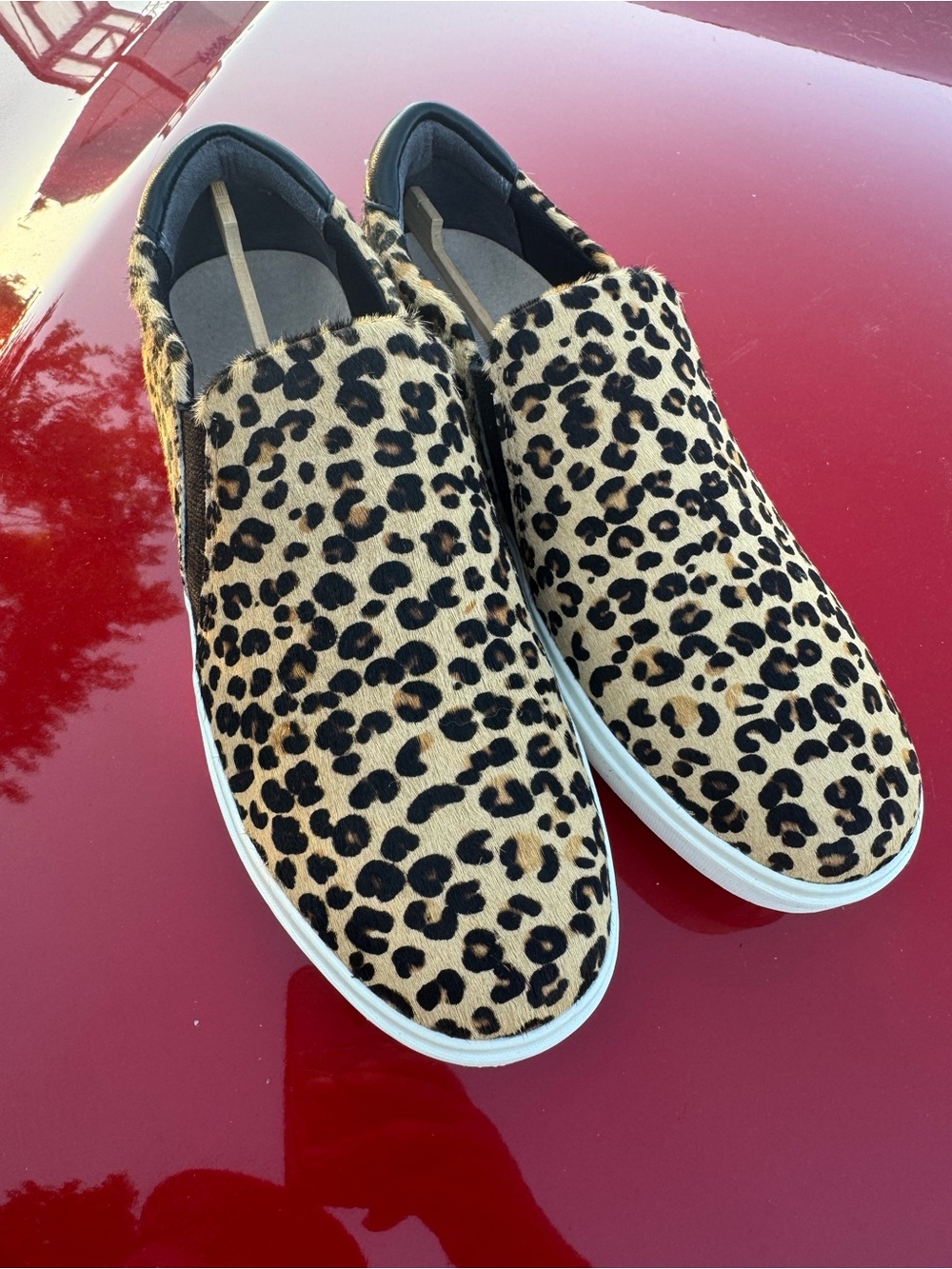 Dr. Scholl's Leopard-Print Slip-On Flats in Black and Tan